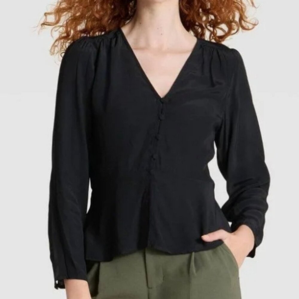 A New Day Women's Long Sleeve Button-Front Top